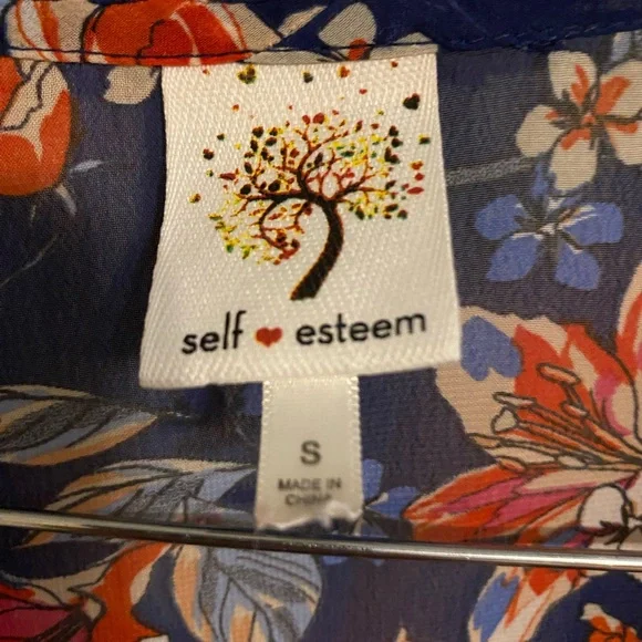 Self Esteem Blue and Orange Flutter Sleeve Kimono - Picture 4 of 4